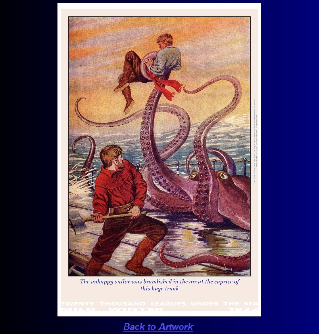 Portrait poster: The unhappy sailor was brandished in the air by Milo Winter